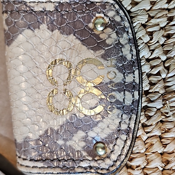 Coach Hampton raffia/straw snakeskin embossed purse - Picture 8 of 14